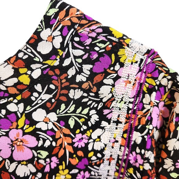 Democracy Split V-Neck Floral Print Blouse Short Flutter Sleeves and Side Sz 2X - Picture 8 of 16